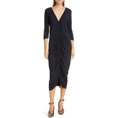Zero + Maria Cornejo Kiara Ruched Midi Dress, Black