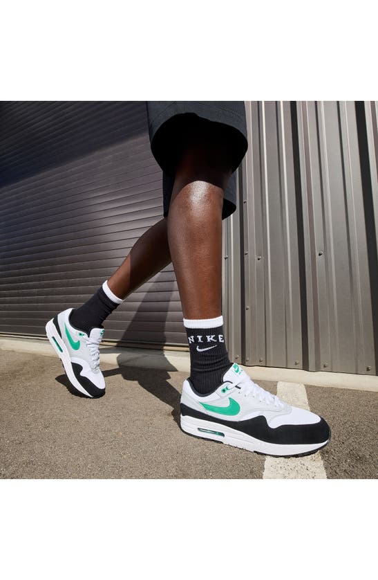 Shop Nike Air Max 1 Sneaker In White/ Green/ Platinum/ Black