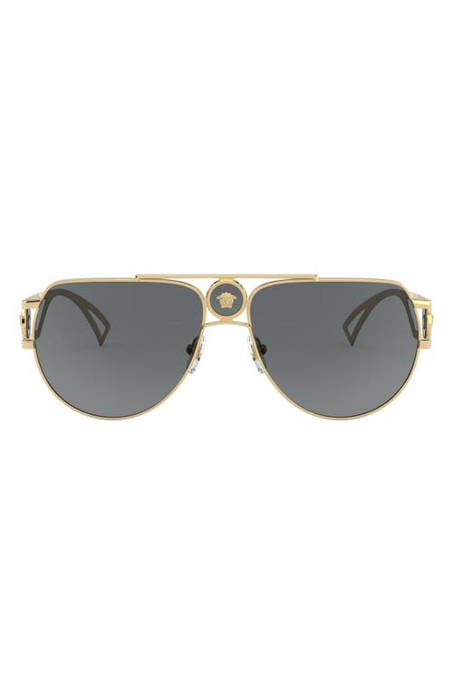 Versace 60mm Aviator Sunglasses In Gold/grey
