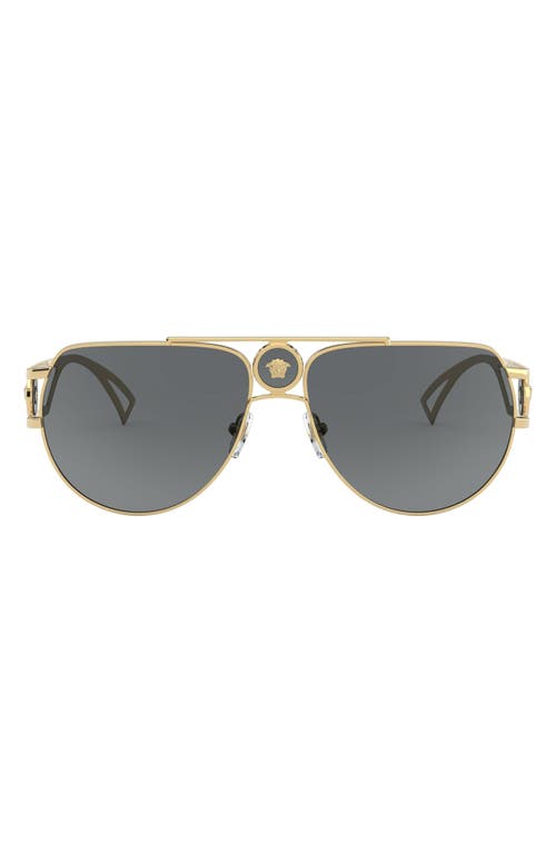 Shop Versace 60mm Aviator Sunglasses In Gold/grey