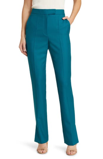 Hugo Boss Slim-fit Trousers In Virgin-wool Twill In Emerald Night