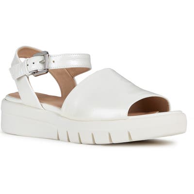 Geox Wimbley Platform Sandal, White