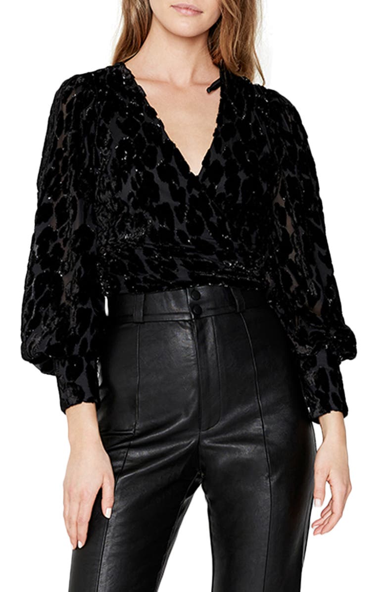 BARDOT Opal Metallic Blouse, Main, color, BLACK