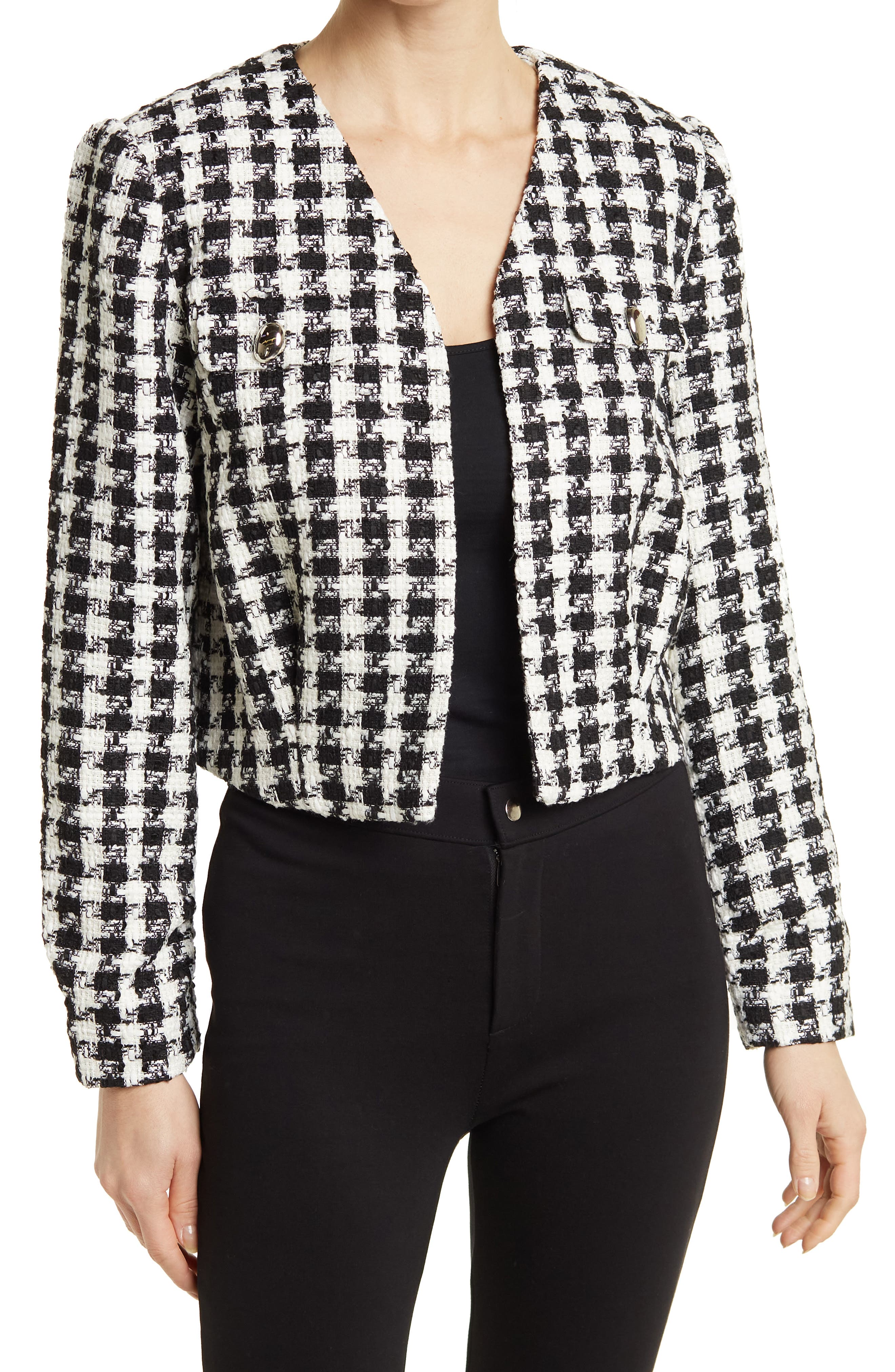 cropped houndstooth jacket