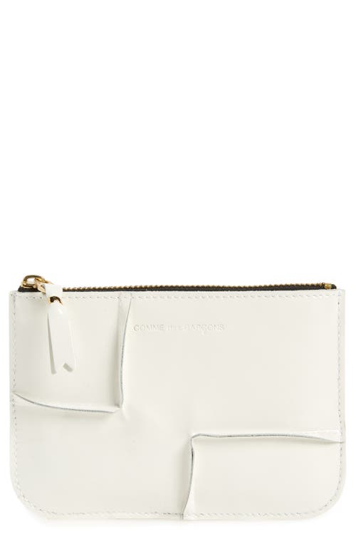 Shop Comme Des Garçons Wallets Seam Detail Leather Zip Pouch In White