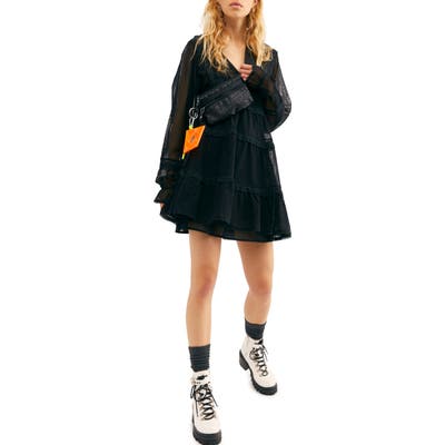 Free People Berlin Trapeze Minidress, Black