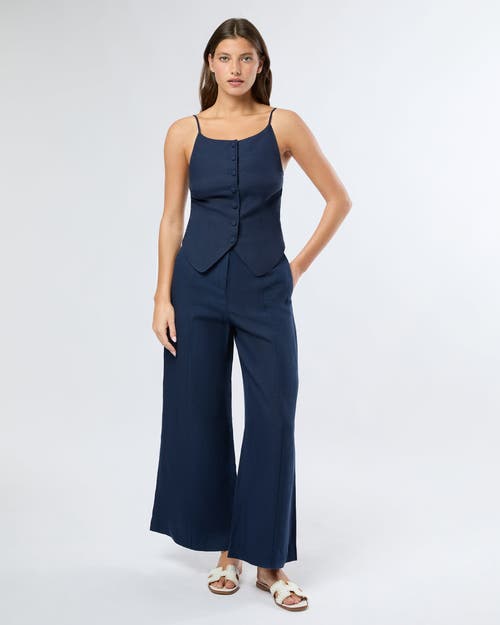 Onia Air Linen High Neck Top In Deep Navy