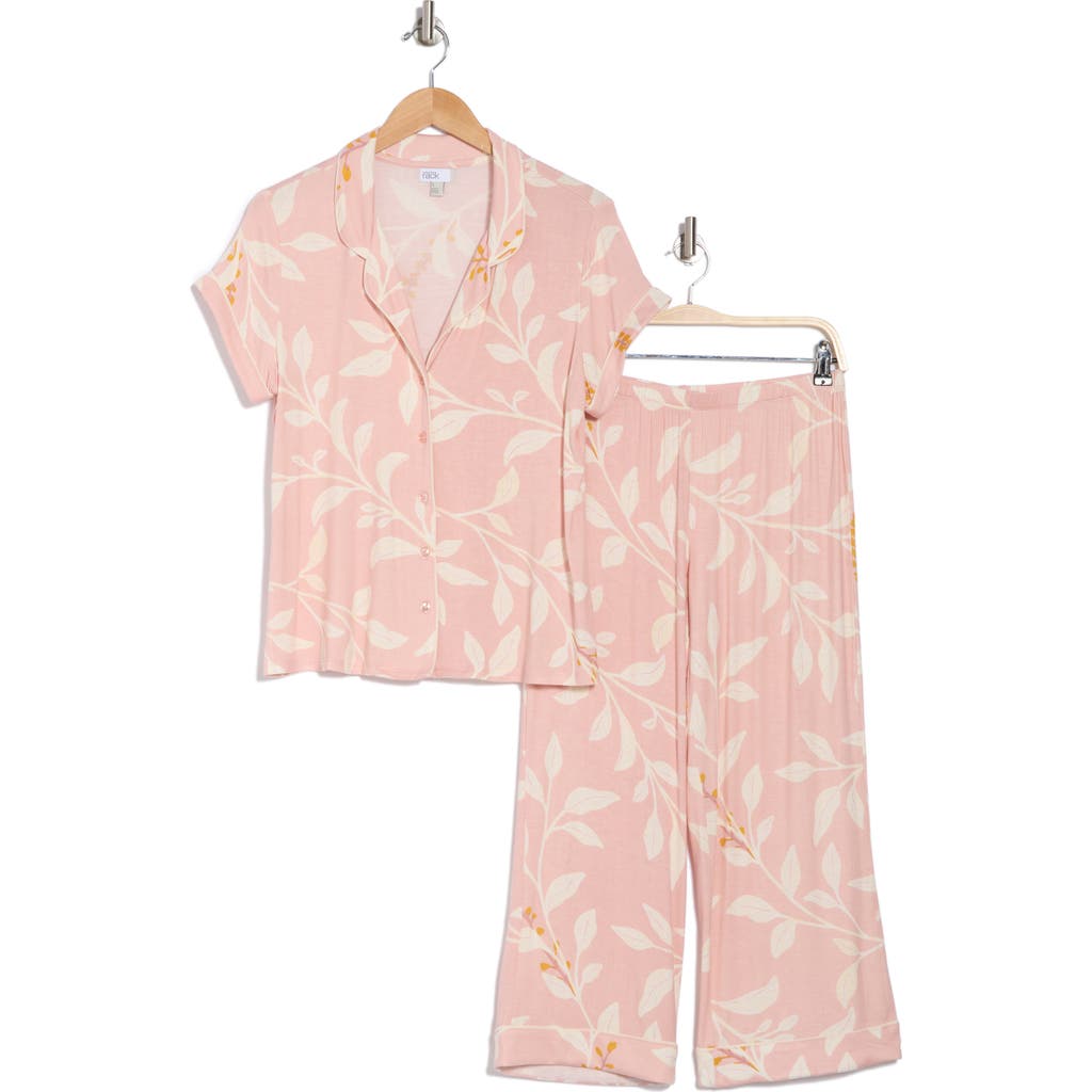 Nordstrom Rack Tranquility Cropped Pajamas In Pink Puff Citrus Leaves