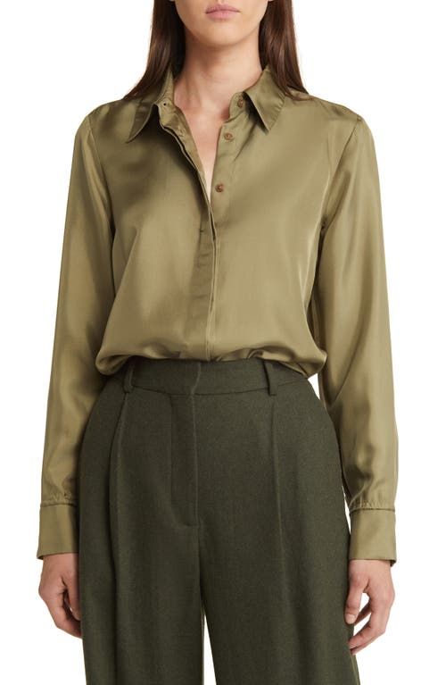 ARGENT Silk Crepe Shirt in Moss