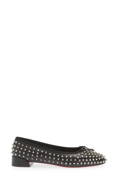 Shop Christian Louboutin Sweetie Jane Spikes Flat In Black/sv/lin Black