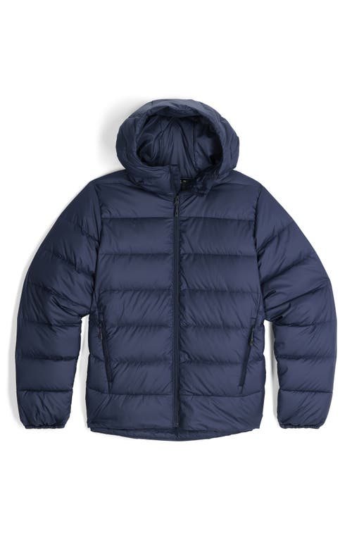 Shop Outdoor Research Coldfront 700 Fill Power Down Insulated Hooded Ripstop Packable Puffer Jacket In Navy