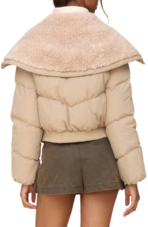 Shop Avec Les Filles Faux Shearling Detail Puffer Jacket In Sand Dot