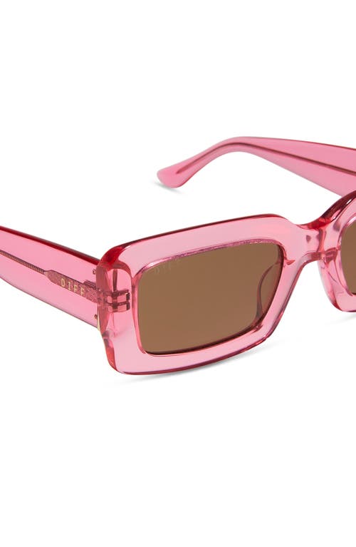 Diff Indy 51mm Polarized Rectangular Sunglasses In Pink