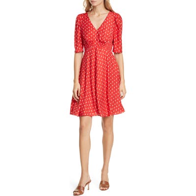 Rebecca Taylor Sunrise Dot Silk Blend Dress, Red