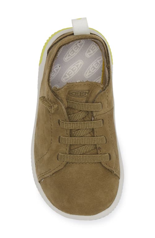 Keen Kids' Knx Leather Sneaker In Martini Olive/evening Primrose