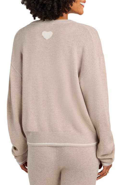 Shop Splendid Elizabeth Heart Detail Cotton Blend Sweater In Toast Heather/snow Heather