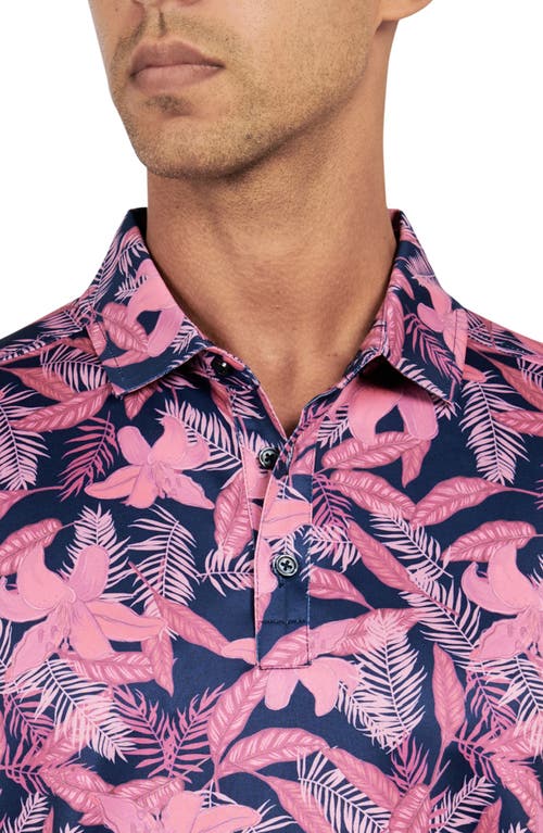 Construct Con.struct Tropical Floral Print Performance Golf Polo In Pink