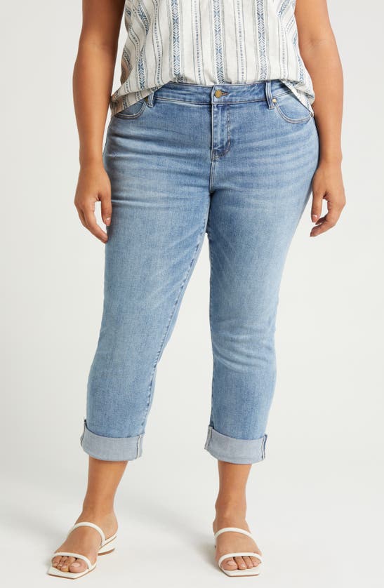 Shop Liverpool Los Angeles Charlie Cuffed Mid Rise Crop Slim Jeans In Marina Vista
