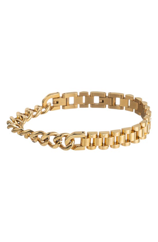 Eye Candy Los Angeles Mixed Chain Titanium Bracelet In Gold