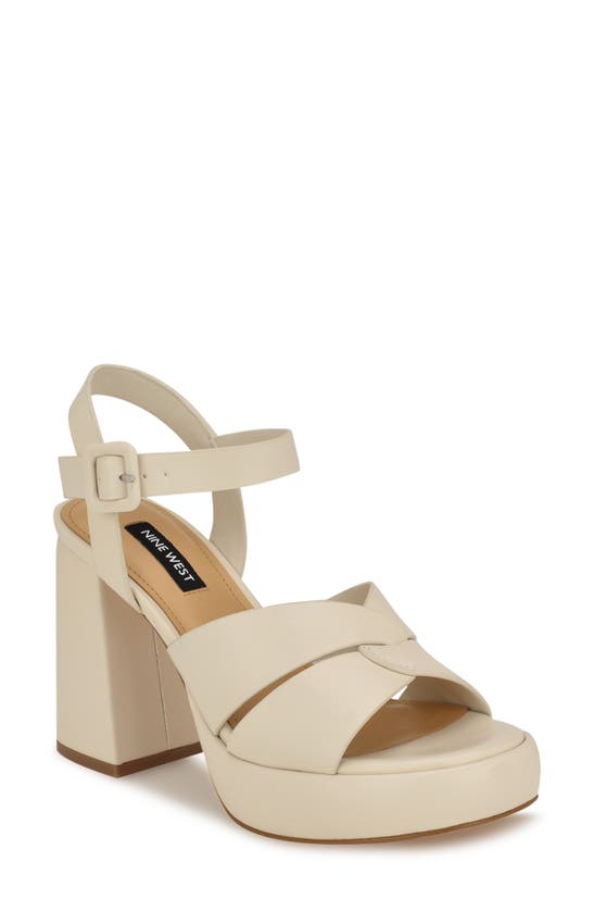 Shop Nine West Jalissa Ankle Strap Platform Sandal In Ivory