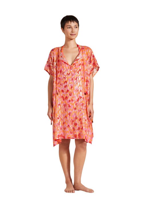 Shop Vilebrequin New Leopard Square Silk Cover-up In Abricot