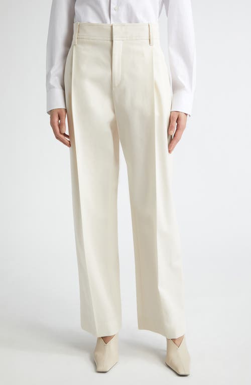 Maria McManus Pleat Front Stretch Wool Trousers Ivory at Nordstrom,