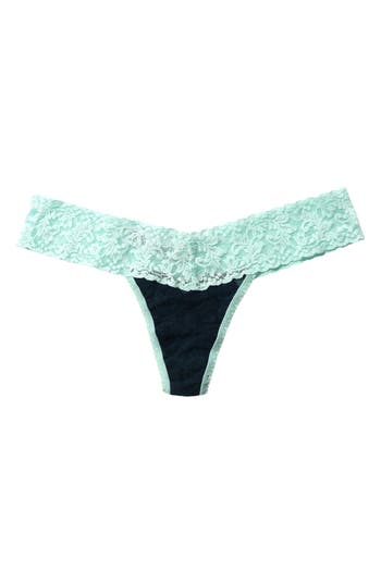 Shop Hanky Panky Signature Lace Low Rise Thong In Black/green