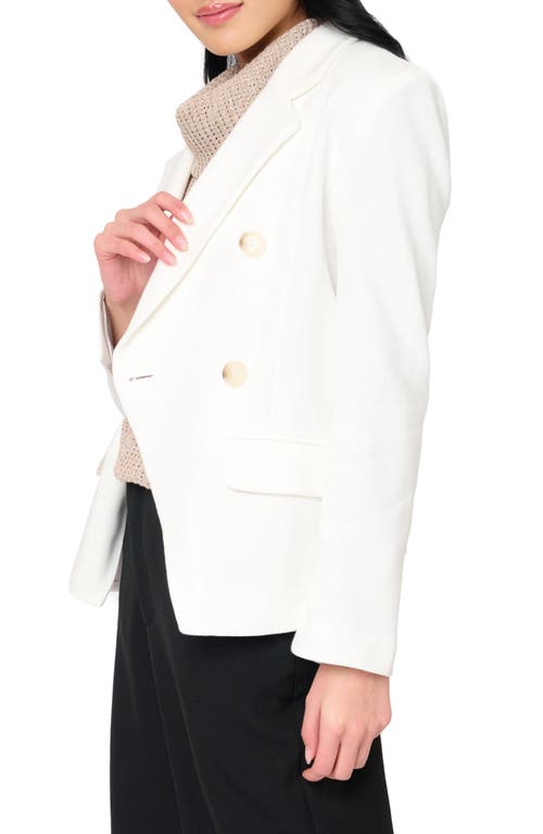 Gibsonlook Double Breasted Cotton Blend Blazer In White
