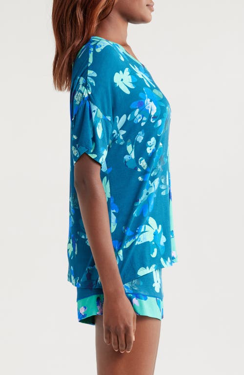 Alivia Alex Short Pajamas In Marble Floral Navy/jade