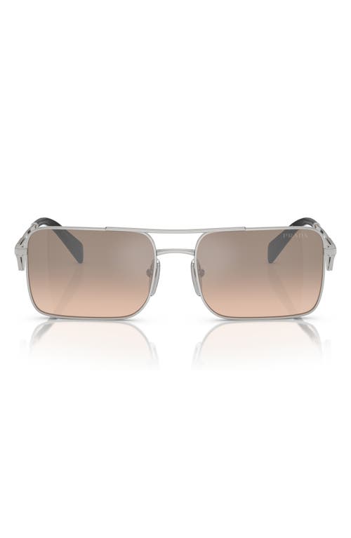 Prada 56mm Rectangular Sunglasses in Silver at Nordstrom