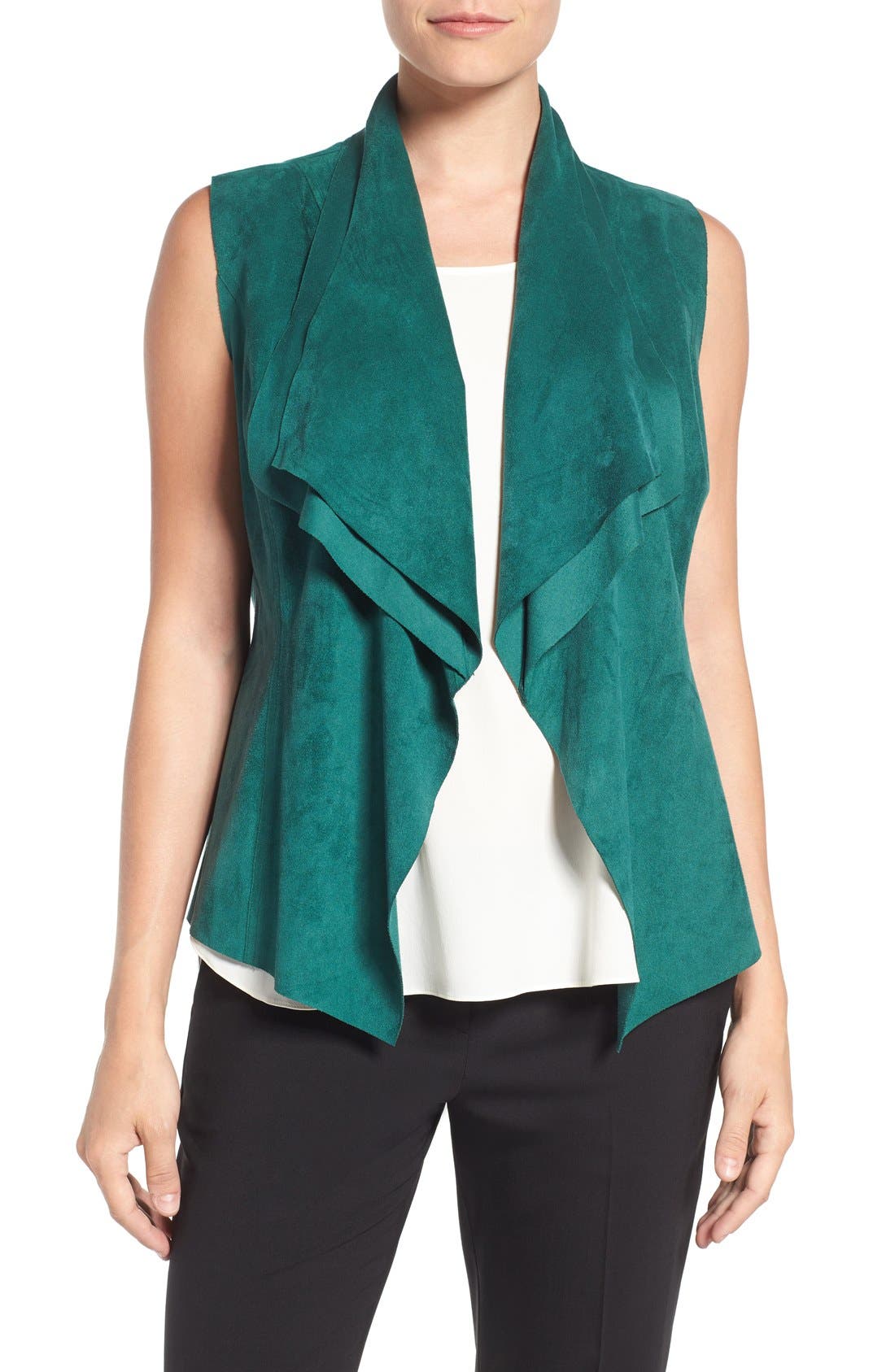 Chaus Drape Front Faux Suede Vest Nordstrom
