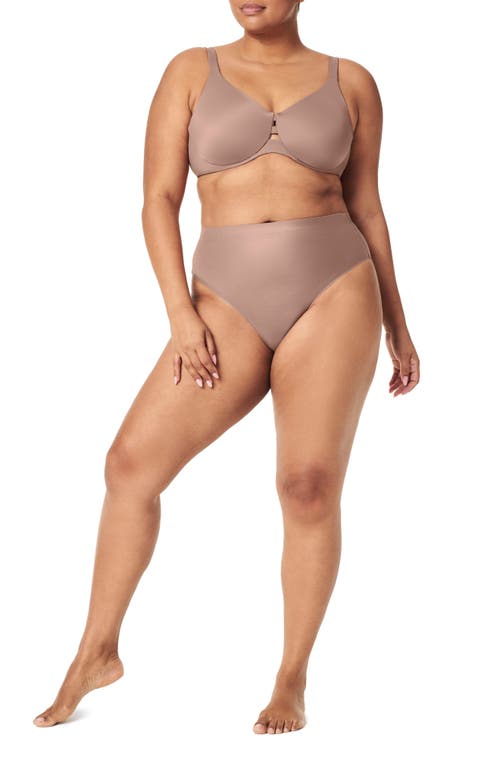 Spanx Ecocare High-rise Stretch-woven Thong In Cafe Au Lait