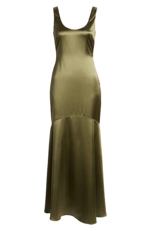 Shop Lulus Enchanting Sophistication Satin Slipdress In Olive