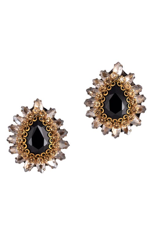 Leesha Crystal Stud Earrings in Black