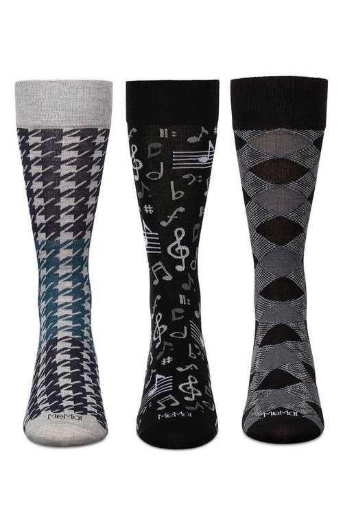 Memoi Hobby Assorted 3-pack Crew Socks In Gray-black
