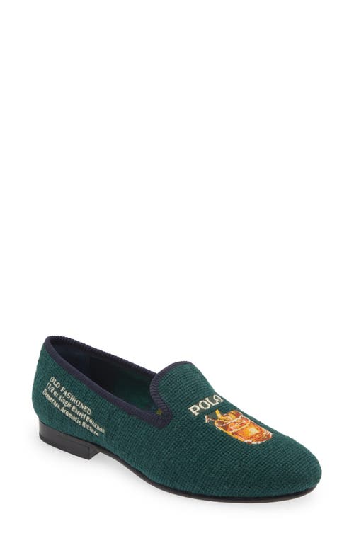 Polo Ralph Lauren Paxton Old Fashioned Needlepoint Slipper In New Forest/polo Bar