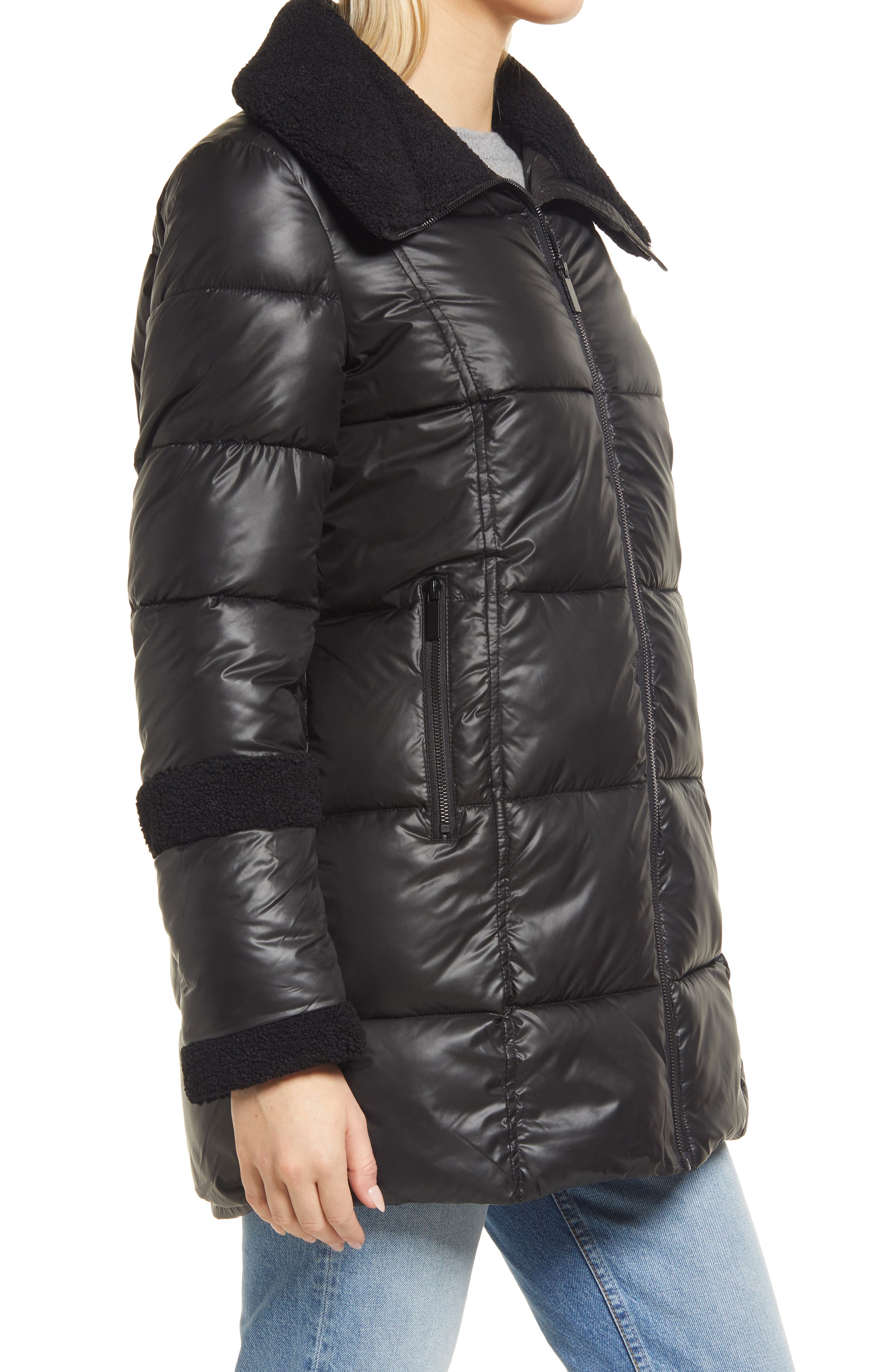 french connection leather look puffer