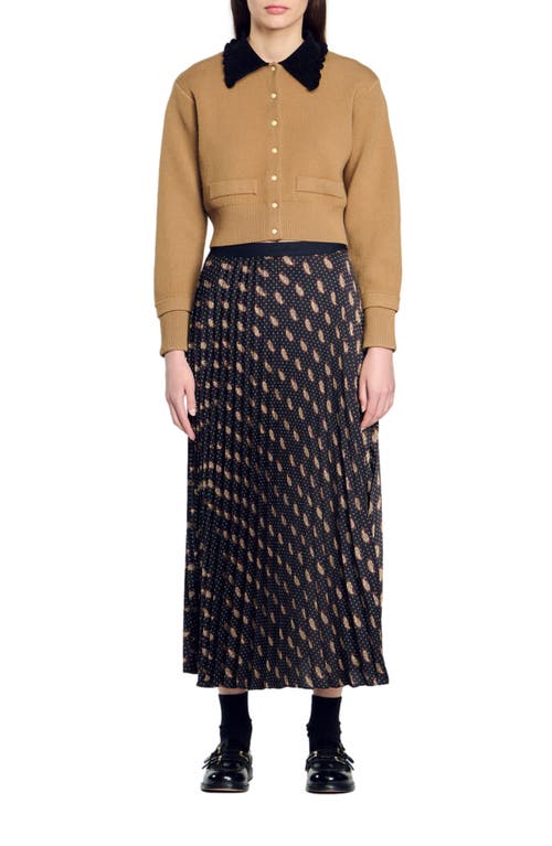 Shop Sandro Long Paisley Skirt In Mustard/burgundy