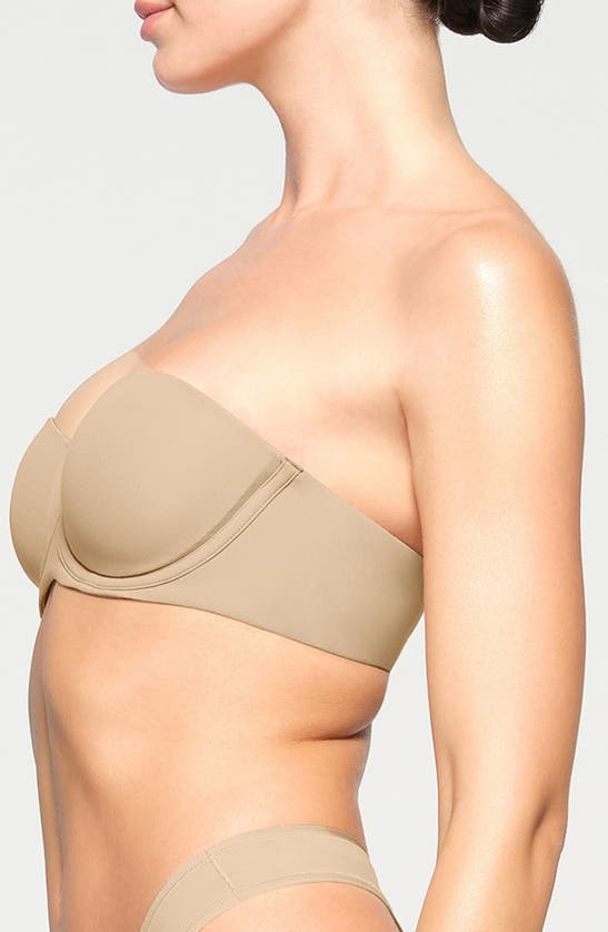 Shop Skims Fits Everybody Strapless Bra In Clay