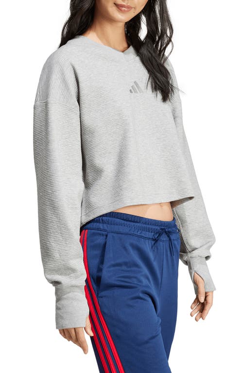 Shop Adidas Originals Adidas All Szn Rib V-neck Sweatshirt In Medium Grey Heather