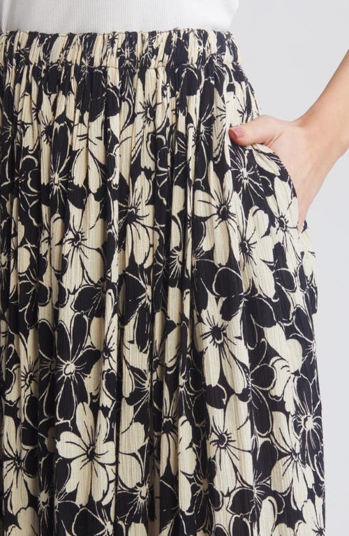 Shop The Great . The Sway Floral Maxi Skirt In Black Cream Hibiscus Floral