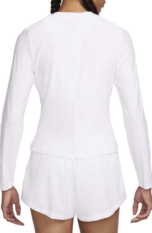 Shop Nike Dri-fit Advantage Long Sleeve Half Zip T-shirt In White/black