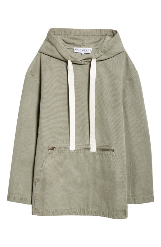 Jw Anderson Garment Dyed Cotton Hoodie In Grey