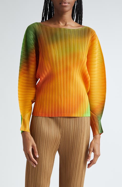 Pleats Please Issey Miyake Melty Rib Pleated Top Orange at Nordstrom,