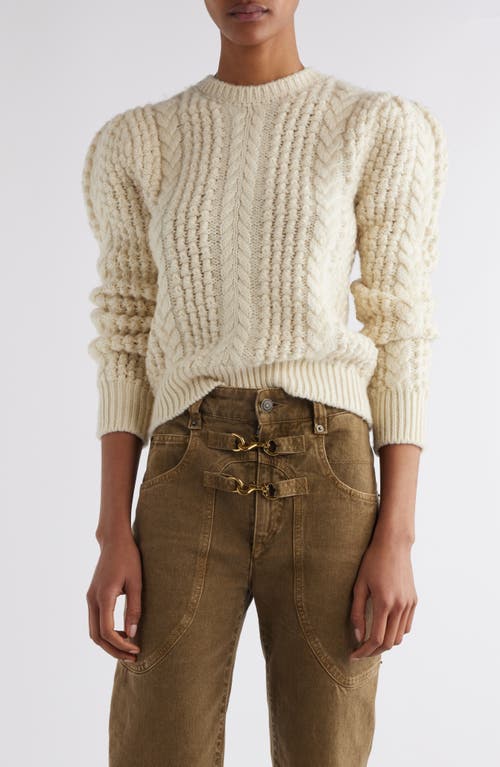 Shop Isabel Marant Otilia Wool Cable Stitch Sweater In Ecru