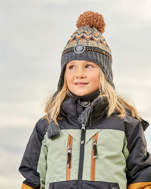 Deux Par Deux Baby Boy's Peruvian Knit Hat Grey And Brown Jacquard In Jacquard