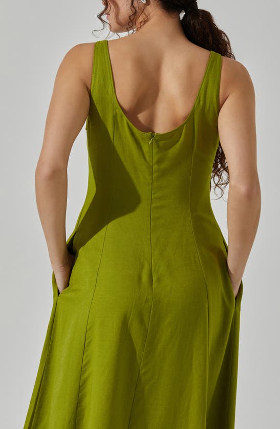 Shop Astr The Label Square Neck Midi Dress In Green