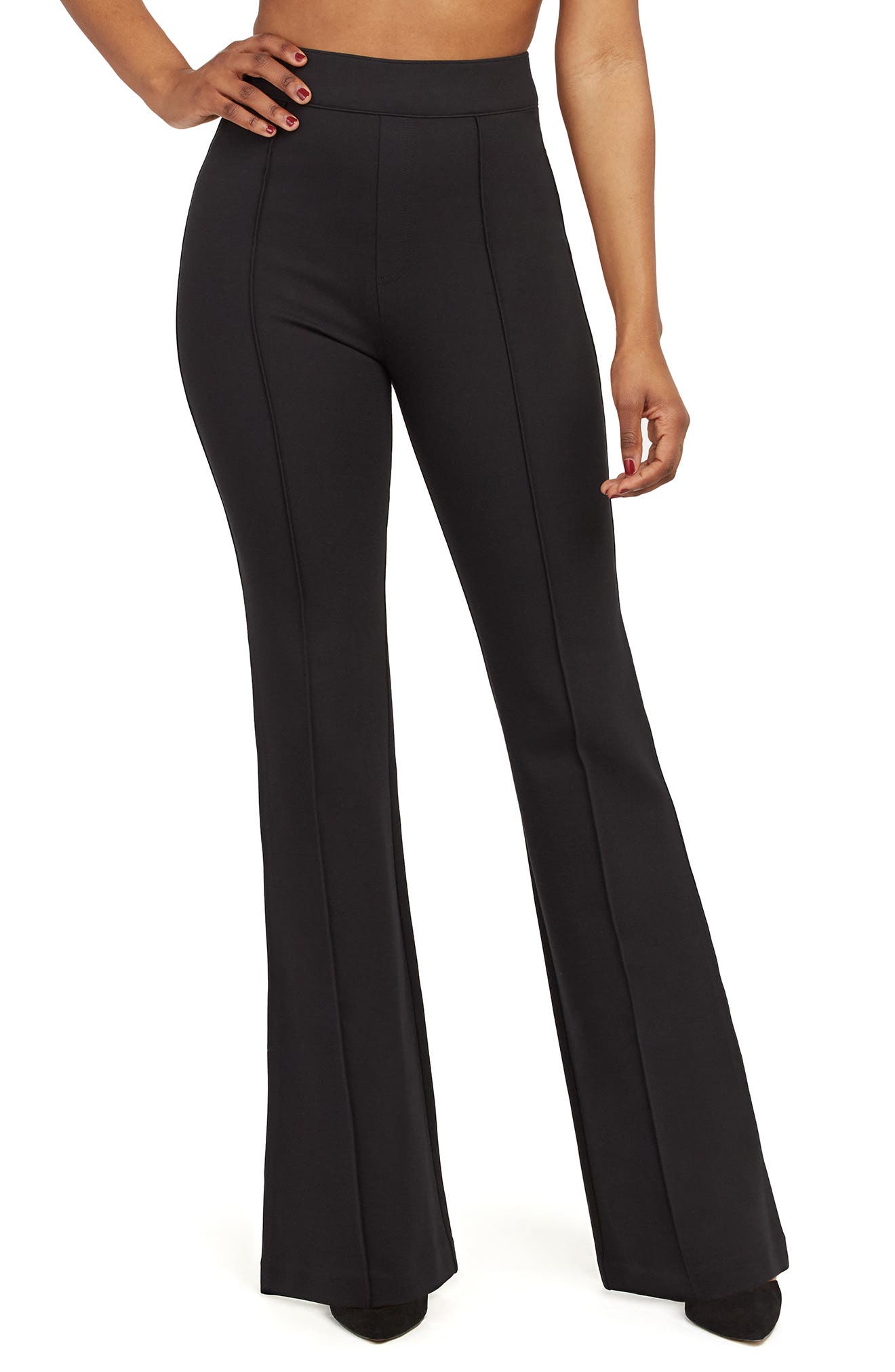 high rise black flare pants