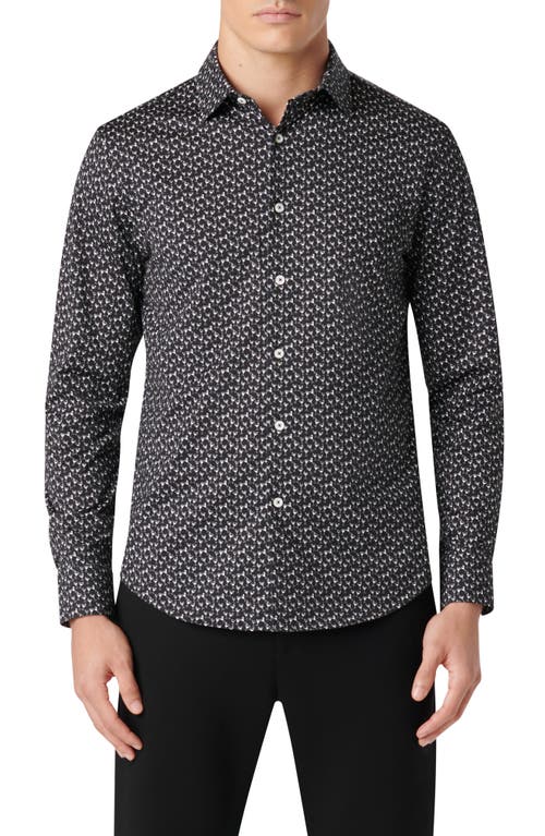 Bugatchi James OoohCotton Martini Print Button-Up Shirt in Black at Nordstrom, Size X-Large