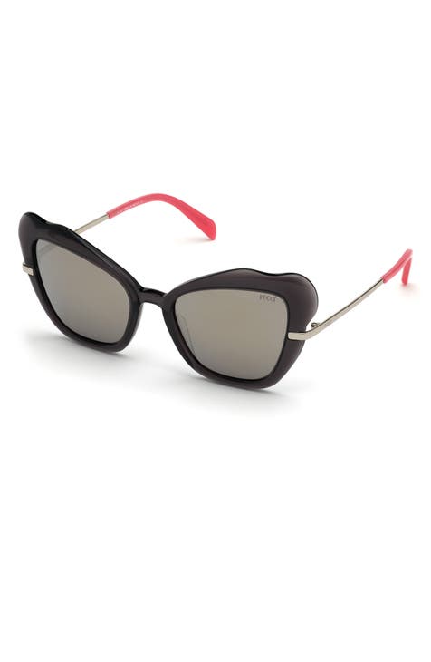 Emilio Pucci Gradient Bordeaux Round Ladies Sunglasses EP0127 01T 55  889214098344 - Sunglasses - Jomashop